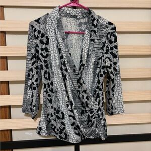 Animal Print Leopard Crocodile Drape Blouse